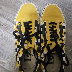 Vans Yellow Floral Checkered Sneakers